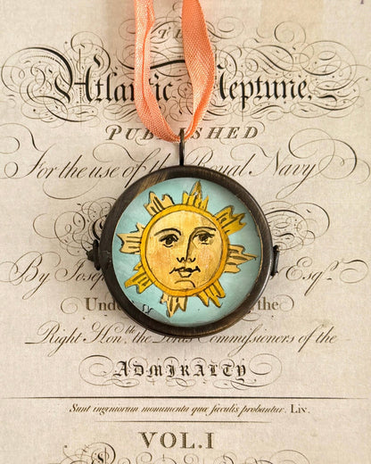 Clarus Sun ~ Art Locket Ornament Decor Celestial Handmade 