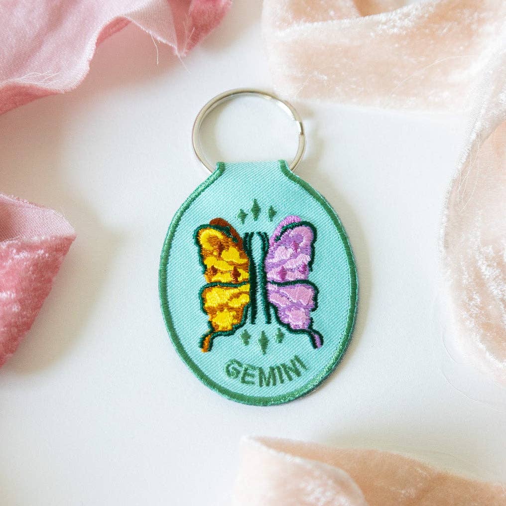 Gemini Embroidered Keychain