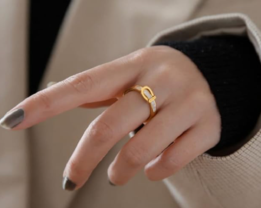 Buckle UP- Stainless Steel Saddle Up Belt Ring- 14K Gold: 8