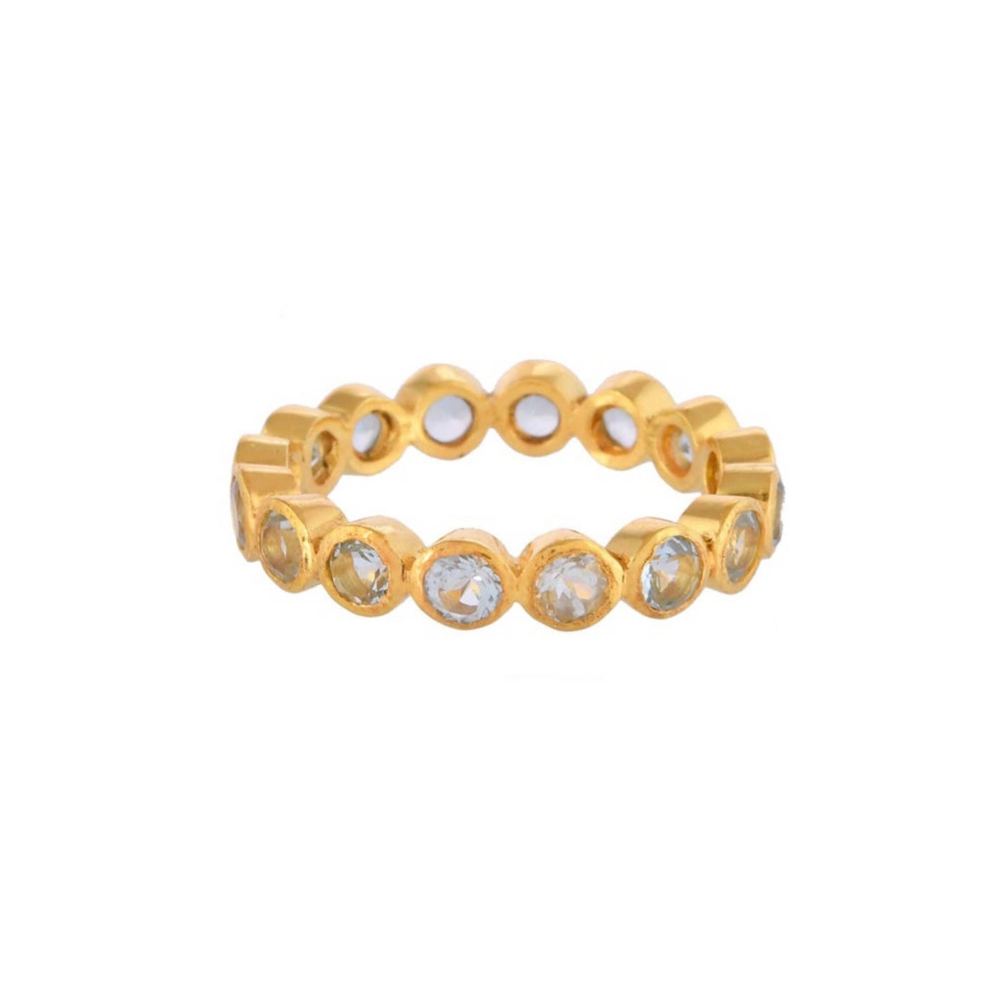 Pink Tourmaline Ruby Gold Plated Band Ring