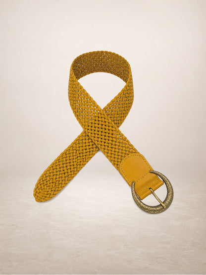 LIMIA - Leather belt: Mustard / + 100 cm