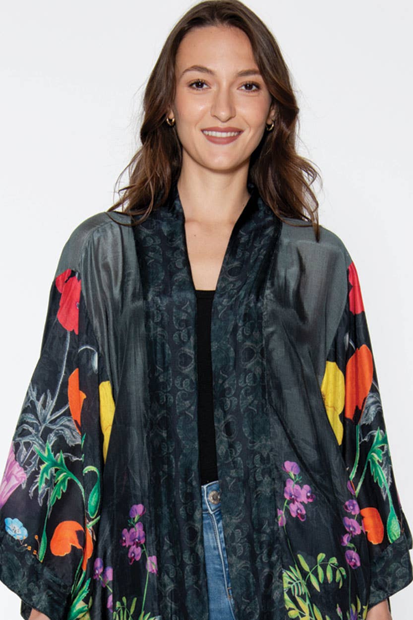 Mitali Kimonos: Black Multi Floral